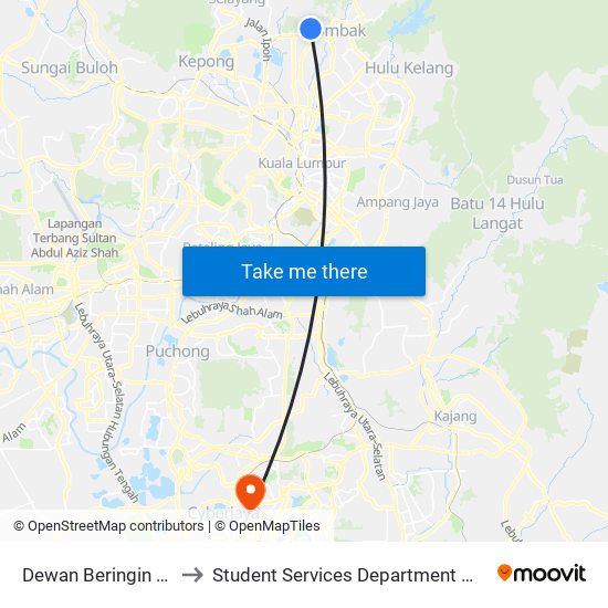Dewan Beringin Taman Sri Gombak (Sl176) to Student Services Department @ Limkokwing University of Creative Technology map