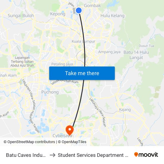 Batu Caves Industrial Park 8 (Barat) (Kl629) to Student Services Department @ Limkokwing University of Creative Technology map