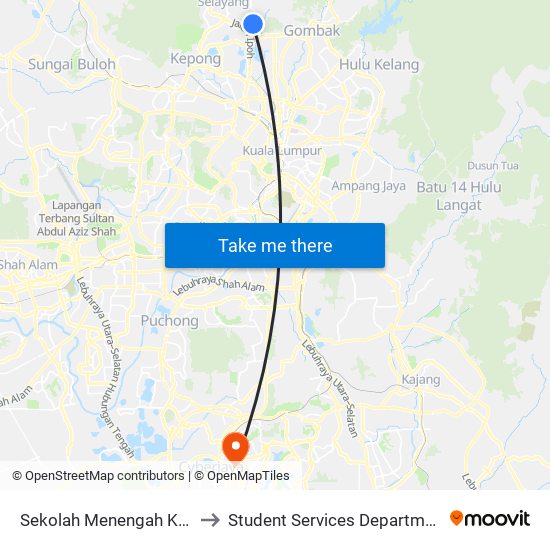 Sekolah Menengah Kebangsaan Taman Selayang (Opp) (Sl482) to Student Services Department @ Limkokwing University of Creative Technology map
