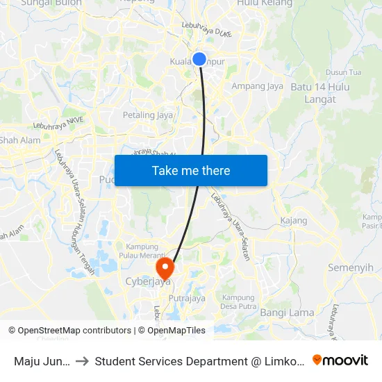 Maju Junction (Kl35) to Student Services Department @ Limkokwing University of Creative Technology map