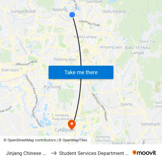 Jinjang Chinese Memorial Center (Opp) (Kl474) to Student Services Department @ Limkokwing University of Creative Technology map