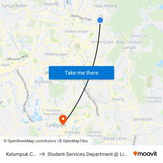 Kelumpuk Chempaka (Kl854) to Student Services Department @ Limkokwing University of Creative Technology map