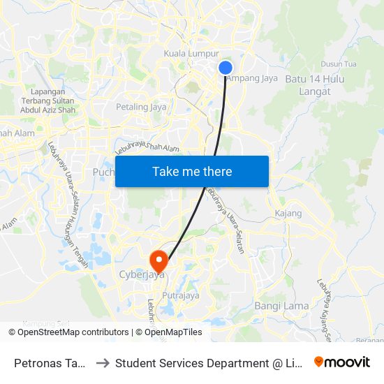 Petronas Taman Maluri (Kl248) to Student Services Department @ Limkokwing University of Creative Technology map