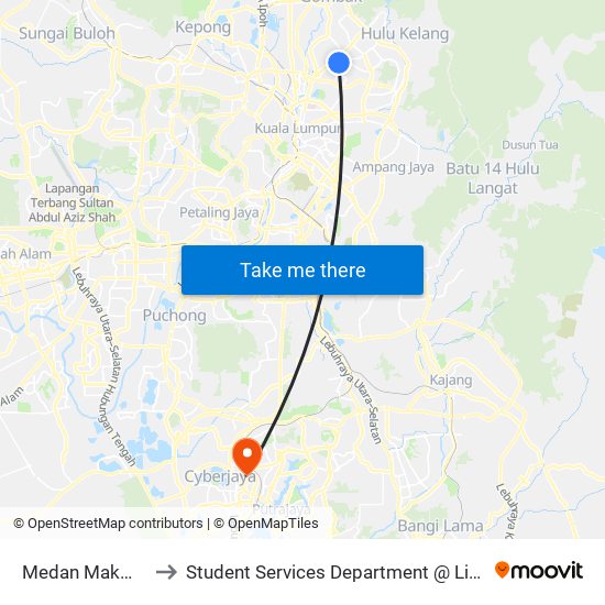 Medan Makmur Setapak (Kl731) to Student Services Department @ Limkokwing University of Creative Technology map