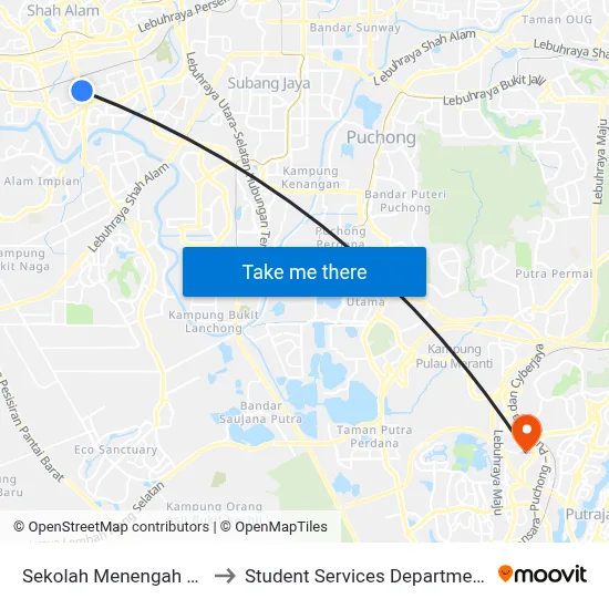 Sekolah Menengah Kebangsaan Seksyen 18 (Opp) (Sa934) to Student Services Department @ Limkokwing University of Creative Technology map