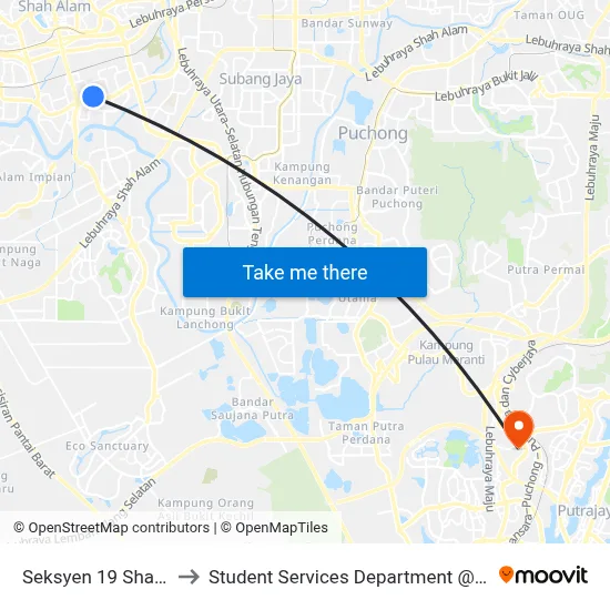 Seksyen 19 Shah Alam (Selatan) (Sa454) to Student Services Department @ Limkokwing University of Creative Technology map