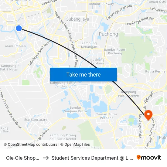 Ole-Ole Shopping Centre (Sa594) to Student Services Department @ Limkokwing University of Creative Technology map
