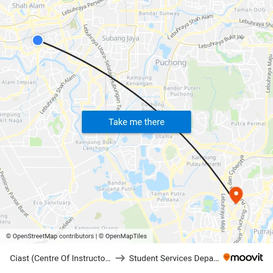 Ciast (Centre Of Instructor Advance Skill Training)Seksyen 19 Shah Alam (Utara) (Sa428) to Student Services Department @ Limkokwing University of Creative Technology map