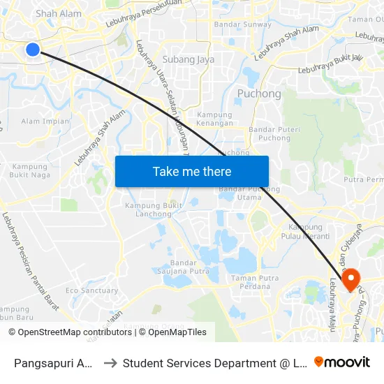 Pangsapuri Anggerik Indah (Sa569) to Student Services Department @ Limkokwing University of Creative Technology map