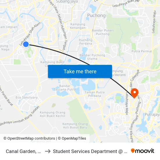Canal Garden, Kota Kemuning (Sa218) to Student Services Department @ Limkokwing University of Creative Technology map