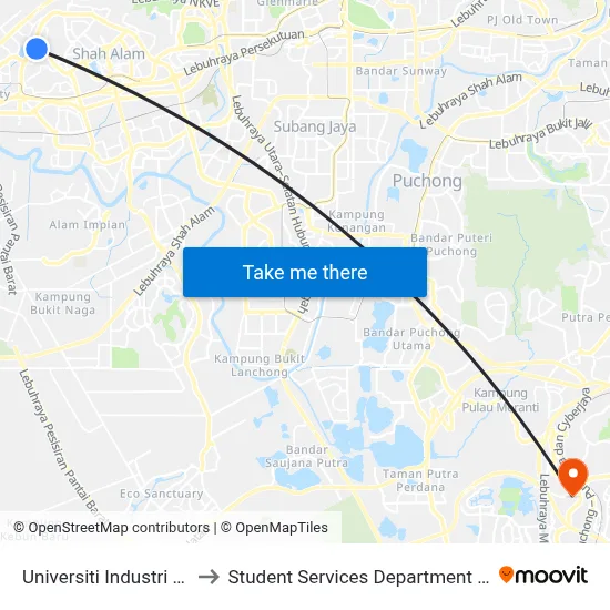 Universiti Industri Selangor (Unisel) (Utara) (Sa11) to Student Services Department @ Limkokwing University of Creative Technology map