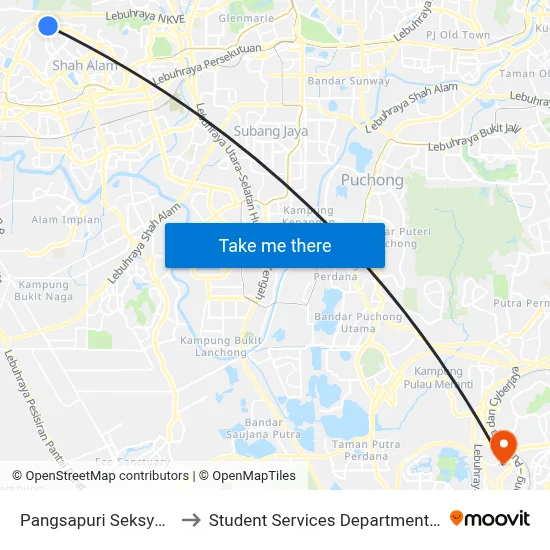 Pangsapuri Seksyen 8 Shah Alam (Selatan) (Sa324) to Student Services Department @ Limkokwing University of Creative Technology map