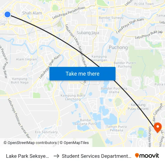 Lake Park Seksyen 7 Shah Alam (Selatan) (Sa301) to Student Services Department @ Limkokwing University of Creative Technology map