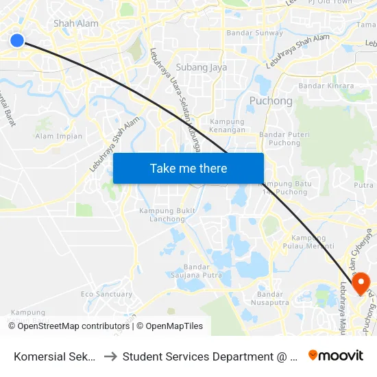 Komersial Seksyen 7 (Utara) (Sa316) to Student Services Department @ Limkokwing University of Creative Technology map