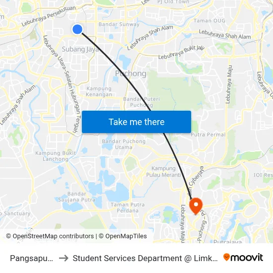 Pangsapuri SS 19 (Sj45) to Student Services Department @ Limkokwing University of Creative Technology map