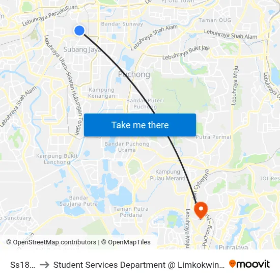 Ss18 (Sj17) to Student Services Department @ Limkokwing University of Creative Technology map