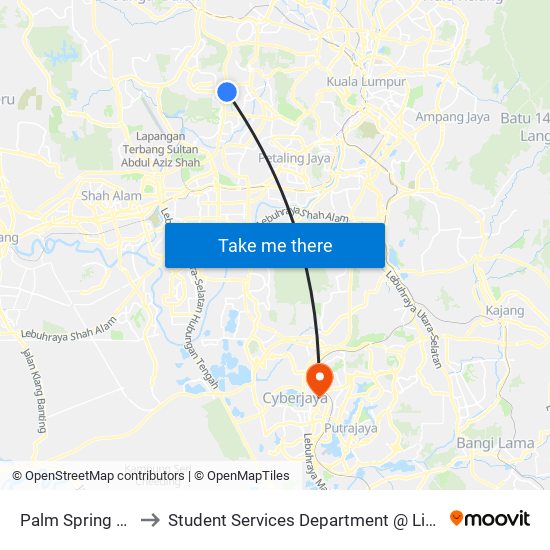 Palm Spring Damansara (Pj369) to Student Services Department @ Limkokwing University of Creative Technology map