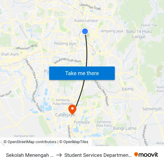 Sekolah Menengah (Persendirian) Kuen Cheng (Kl1537) to Student Services Department @ Limkokwing University of Creative Technology map
