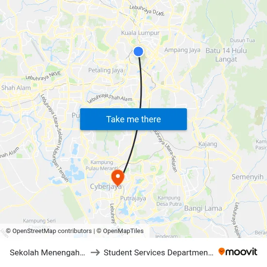Sekolah Menengah (Persendirian) Kuen Cheng (Kl276) to Student Services Department @ Limkokwing University of Creative Technology map