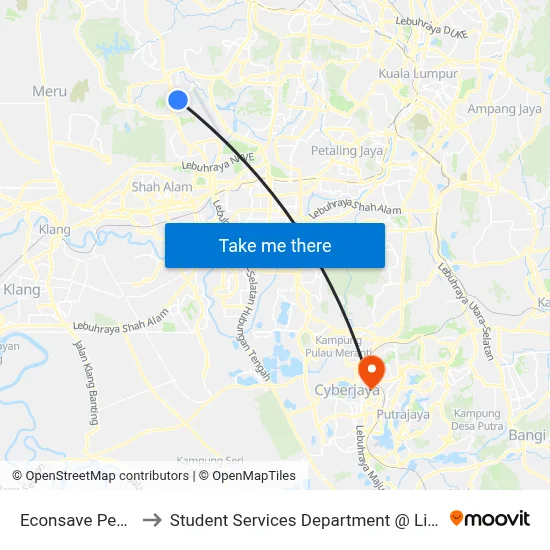 Econsave Pekan Subang (Sa658) to Student Services Department @ Limkokwing University of Creative Technology map