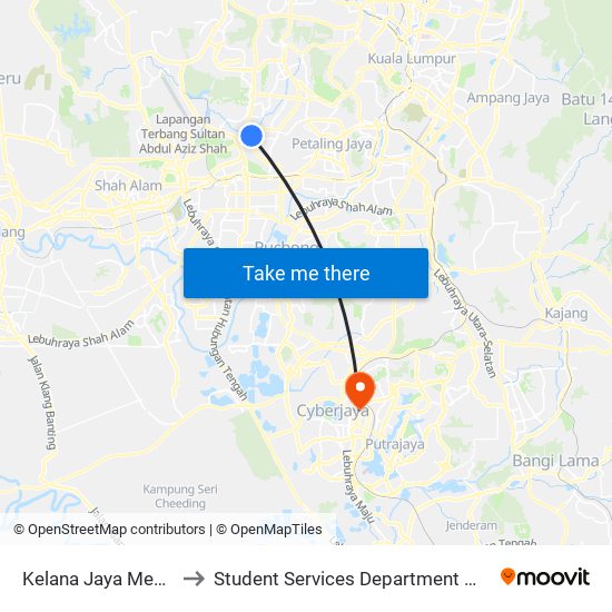 Kelana Jaya Medical Centre (Kjmc) (Pj602) to Student Services Department @ Limkokwing University of Creative Technology map