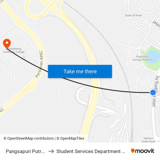 Pangsapuri Putra Harmoni (Selatan) (Ppj88) to Student Services Department @ Limkokwing University of Creative Technology map