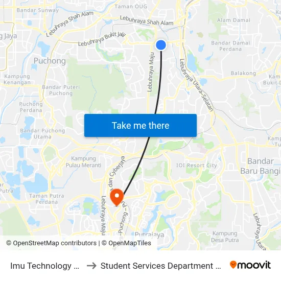 Imu Technology Park Campus (Opp) (Kl2007) to Student Services Department @ Limkokwing University of Creative Technology map