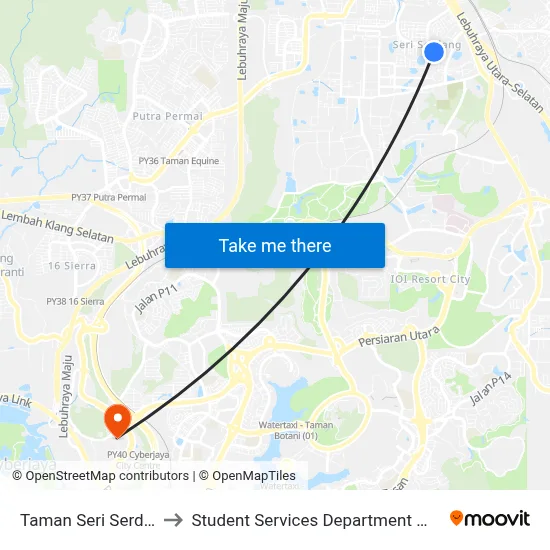 Taman Seri Serdang Fasa 1 (Utara) (Sj646) to Student Services Department @ Limkokwing University of Creative Technology map