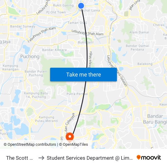 The Scott Garden (Kl1277) to Student Services Department @ Limkokwing University of Creative Technology map