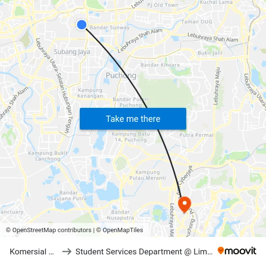 Komersial SS 15/4d (Sj593) to Student Services Department @ Limkokwing University of Creative Technology map