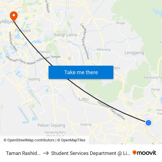 Taman Rashidah Utama, Seremban to Student Services Department @ Limkokwing University of Creative Technology map