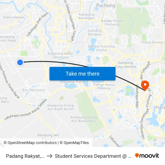 Padang Rakyat, Kampung Jalan Kebun to Student Services Department @ Limkokwing University of Creative Technology map
