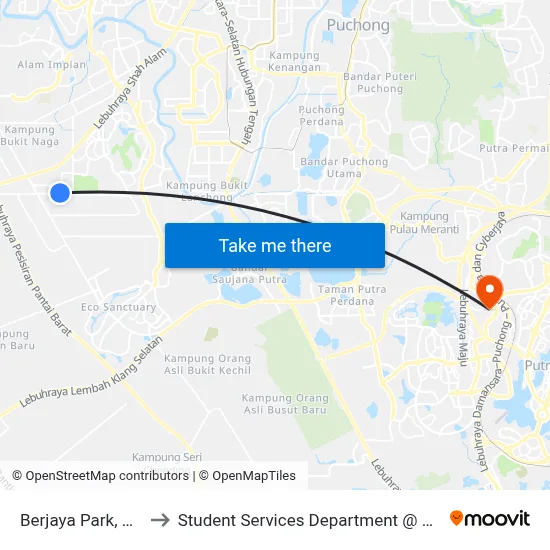Berjaya Park, Seksyen 32 Shah Alam to Student Services Department @ Limkokwing University of Creative Technology map