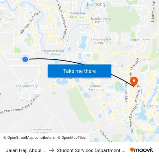Jalan Haji Abdul Aziz, Seksyen 30 Shah Alam to Student Services Department @ Limkokwing University of Creative Technology map