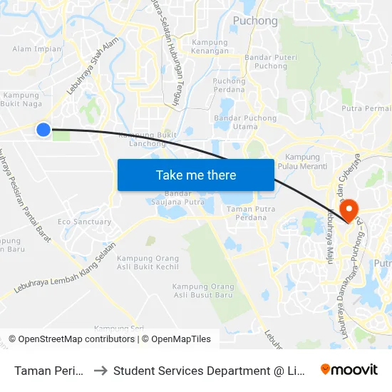 Taman Perindustrian Berjaya to Student Services Department @ Limkokwing University of Creative Technology map