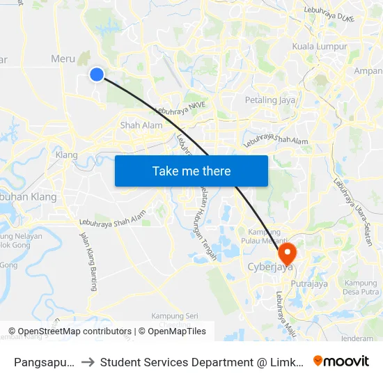 Pangsapuri Seri Baiduri to Student Services Department @ Limkokwing University of Creative Technology map