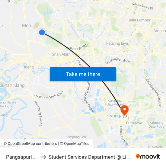 Pangsapuri Seri Baiduri (Opp) to Student Services Department @ Limkokwing University of Creative Technology map