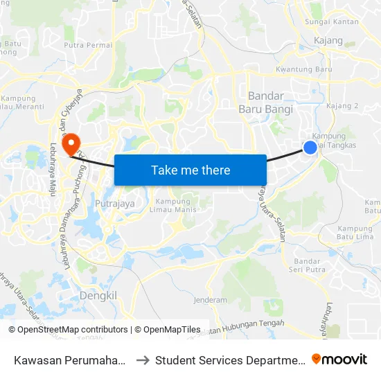 Kawasan Perumahan Seksyen 3 Bandar Baru Bangi (Selatan) to Student Services Department @ Limkokwing University of Creative Technology map
