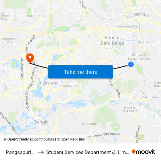 Pangsapuri Damai Residensi to Student Services Department @ Limkokwing University of Creative Technology map