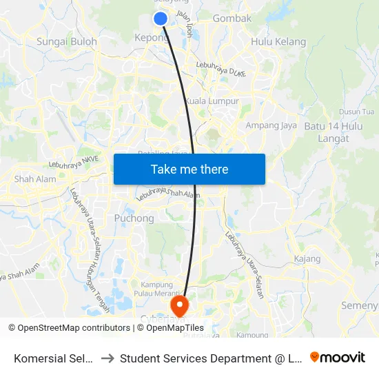 Komersial Selayang Utama (Sl638) to Student Services Department @ Limkokwing University of Creative Technology map