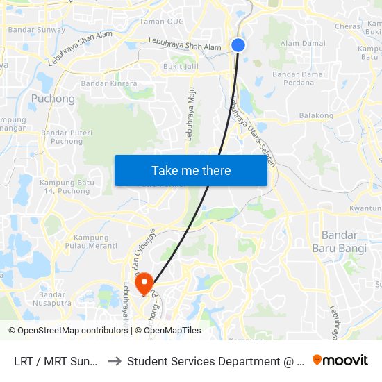 LRT / MRT Sungai Besi, Pintu A (Kl783) to Student Services Department @ Limkokwing University of Creative Technology map