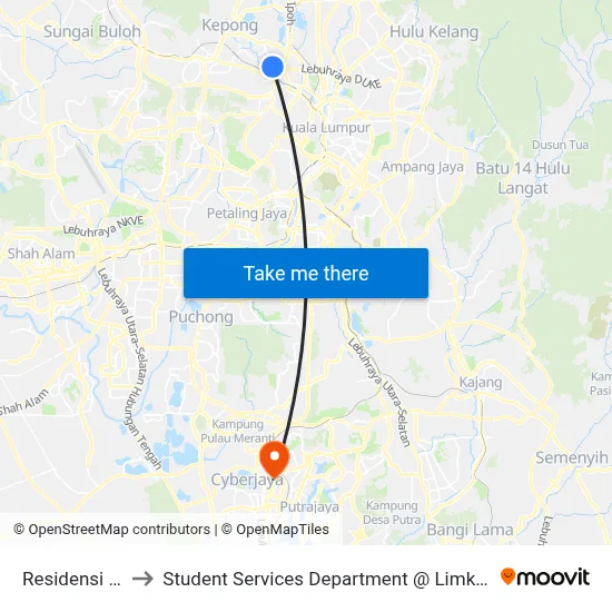 Residensi Sungai Udang to Student Services Department @ Limkokwing University of Creative Technology map