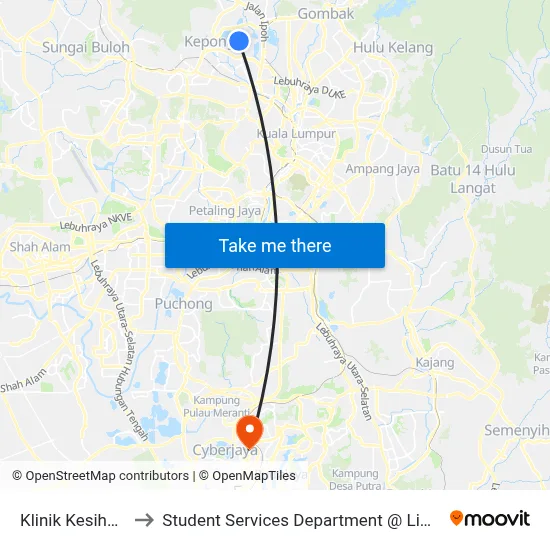 Klinik Kesihatan Jinjang (Opp) to Student Services Department @ Limkokwing University of Creative Technology map