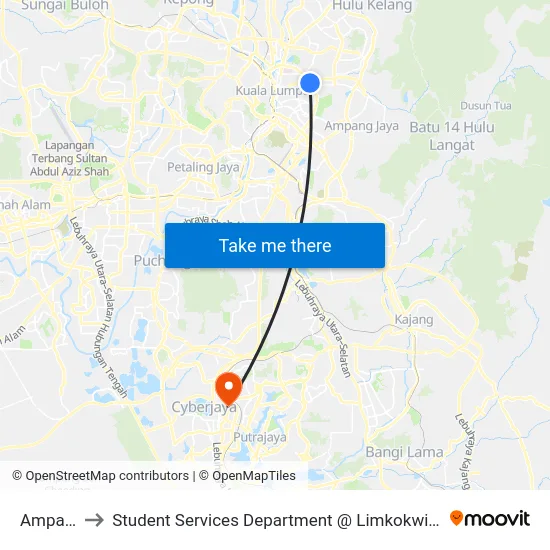 Ampang Park to Student Services Department @ Limkokwing University of Creative Technology map