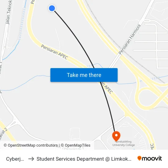 Cyberjaya Utara to Student Services Department @ Limkokwing University of Creative Technology map