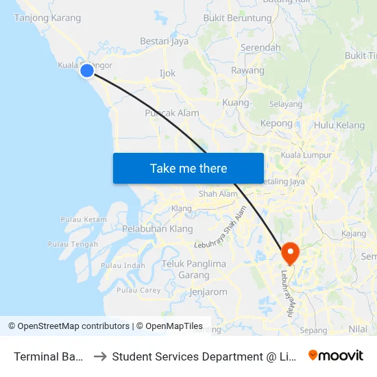 Terminal Bas Bandar Malawati to Student Services Department @ Limkokwing University of Creative Technology map