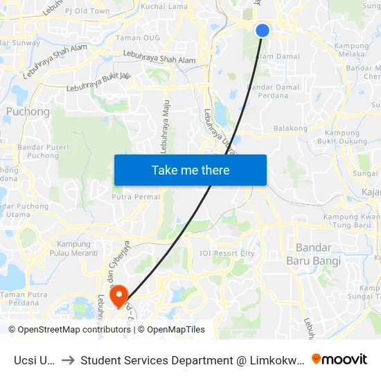 Ucsi University to Student Services Department @ Limkokwing University of Creative Technology map