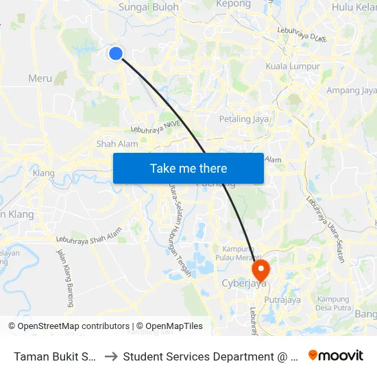 Taman Bukit Subang (Timur) (Sa768) to Student Services Department @ Limkokwing University of Creative Technology map