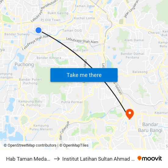 Hab Taman Medan (Pj137) to Institut Latihan Sultan Ahmad Shah (ILSAS) map