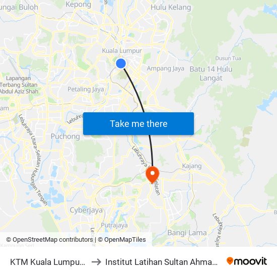 KTM Kuala Lumpur (Kl1093) to Institut Latihan Sultan Ahmad Shah (ILSAS) map